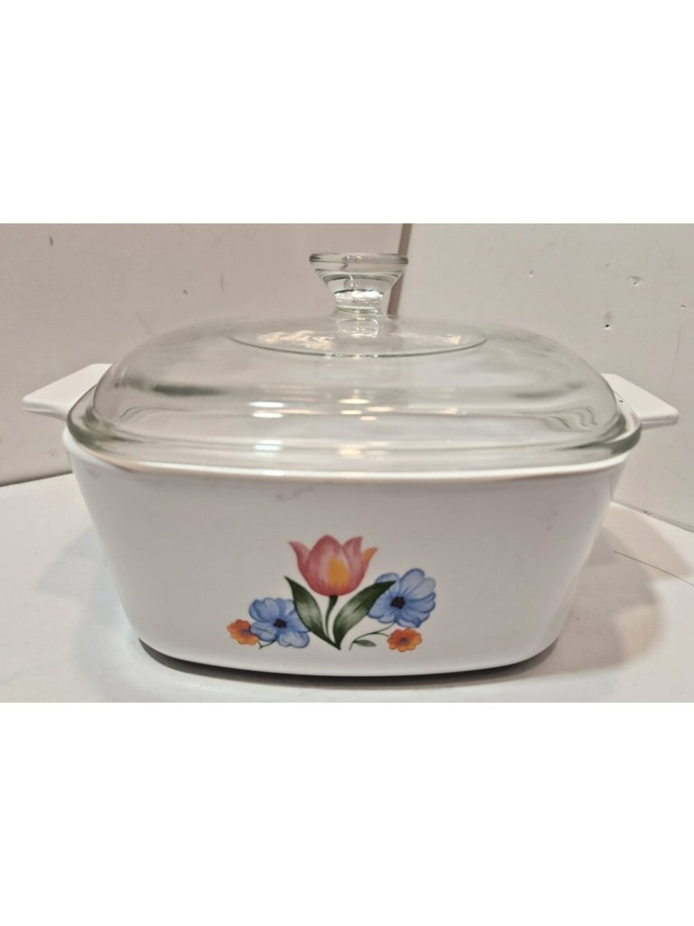 Vintage Corning Ware Fresh Cut Tulip Baking Dish W/Lid 1.5L Made In The USA